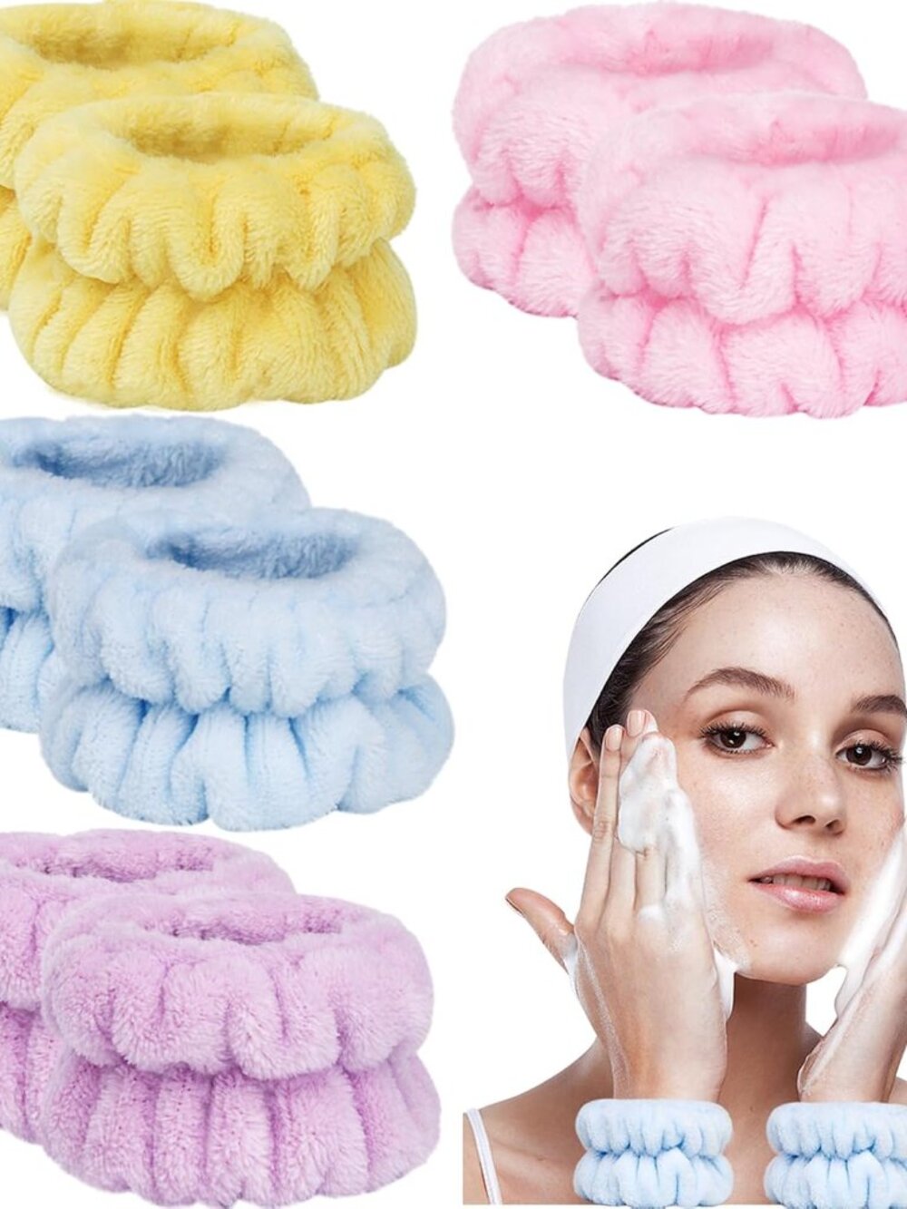 8pcs Wrist Bands for Washing Face, Arm Face Wash Wristbands, Wrist Towels Cuffs